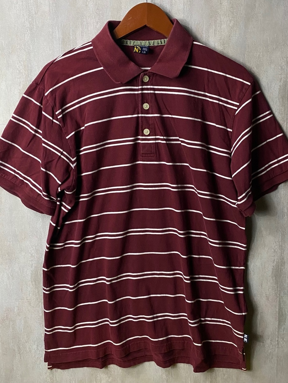 Vintage Y2K 2000s Nautica Jeans Co Striped Polo Shirt Maroon Burgundy Mens L